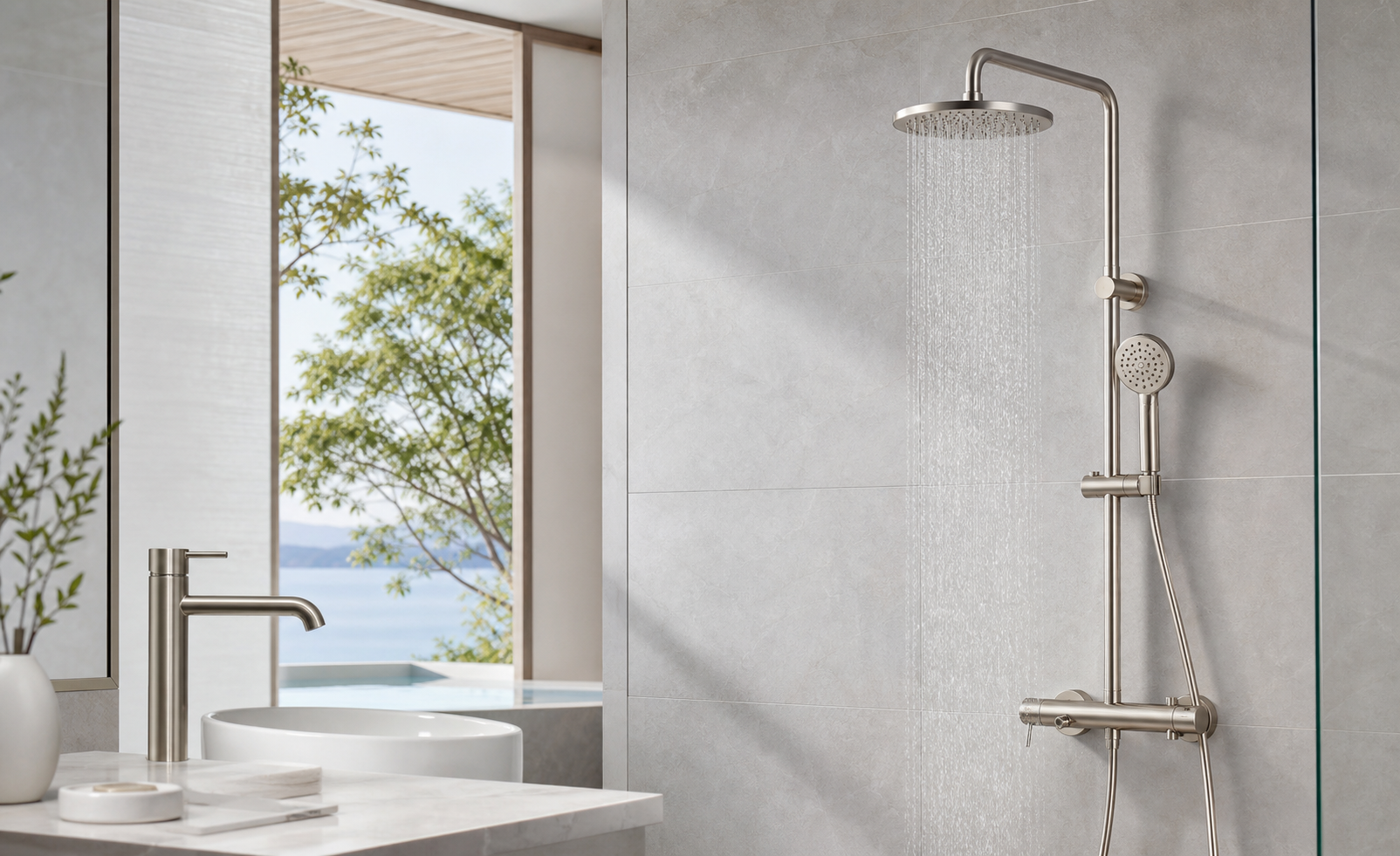 Modern shower system and faucet