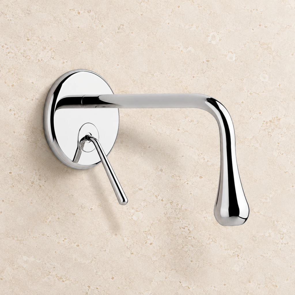 Concealed wall-mounted brass basin mixer with chrome finish