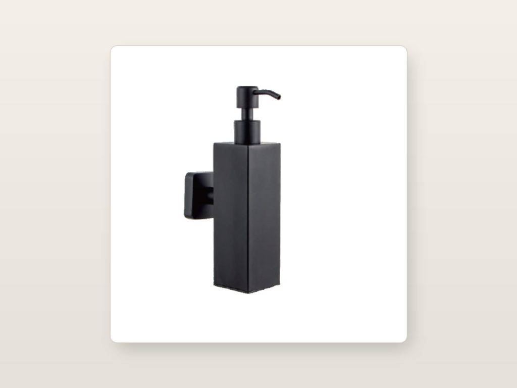 Matte black square SUS304 wall-mounted manual liquid soap dispenser