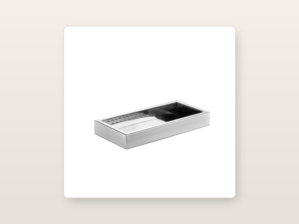 Rectangular polished SUS304 wall-mounted soap dish with drainage slots