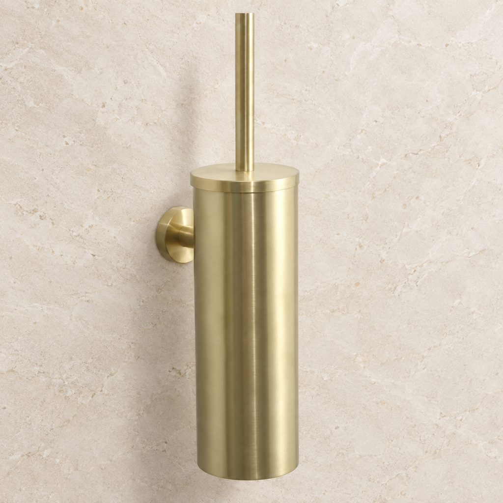 SUS304 wall-mounted toilet brush holder in brushed gold finish